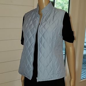 PAUL HARRIS DESIGN SZS BLUE QUILTED VEST SLEEVELESS ZIP POC KETS